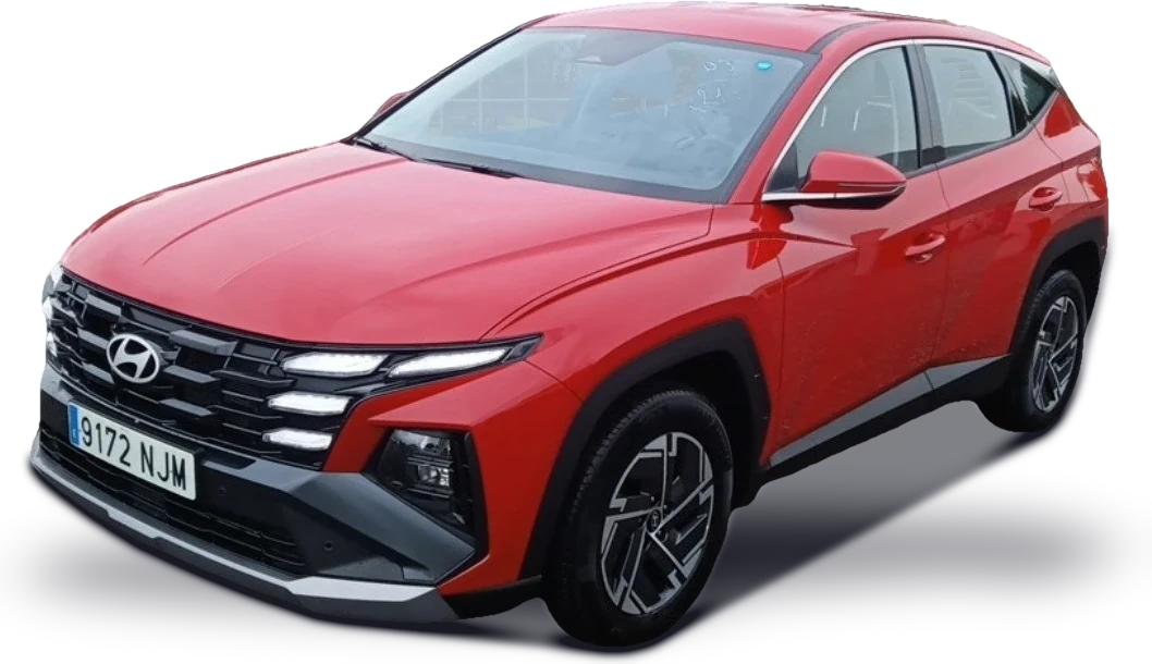 Hyundai Tucson rojo, foto real del stock